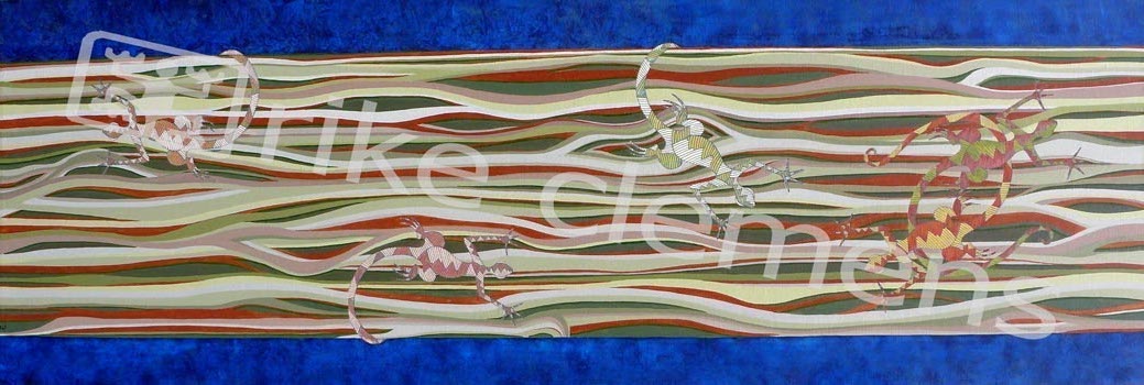 high climbers, prints & oil on canvas 2007 (40x123cm)