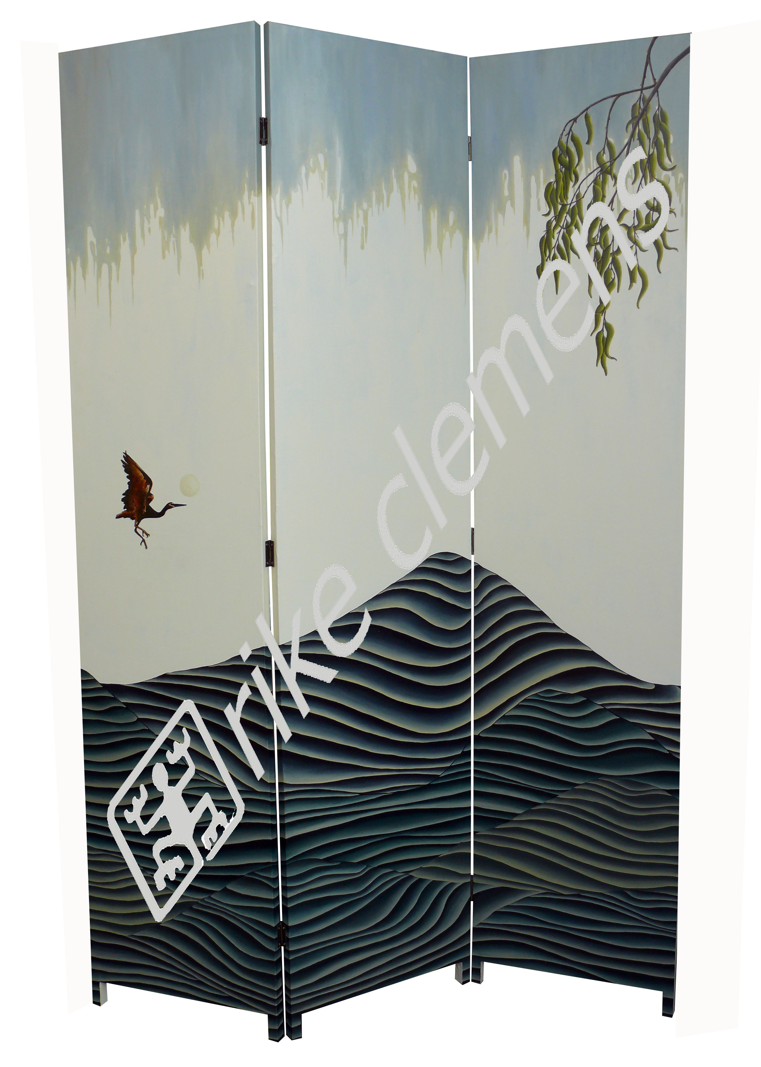 open sky, oil on canvas screen 2009 3x(40x180)