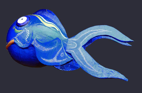 papier-m&acirc;ch&eacute; fish blue