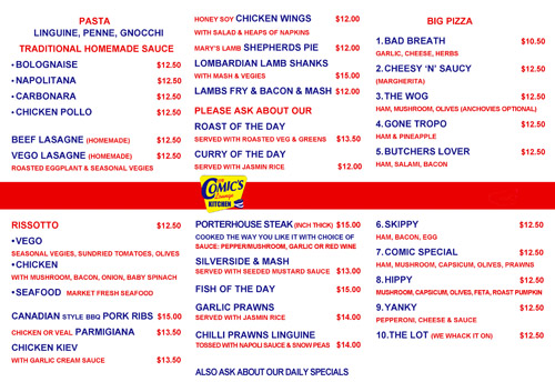 take away menu_Comics Lounge_Northmelbourne